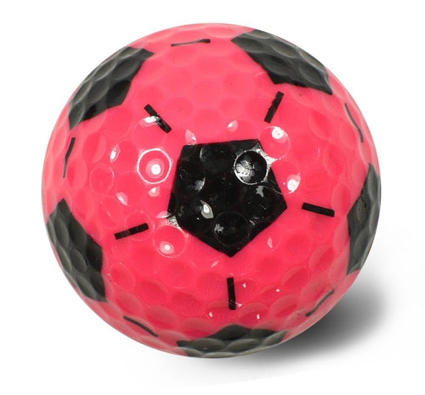 New "Hot Pink and Black Soccer Ball" Novelty Golf Balls (3 pack) - Golf Balls Direct