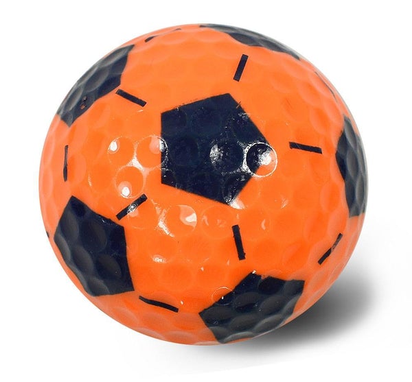 New "Neon Orange and Blue Soccer Ball" Novelty Golf Balls (3 pack) - Golf Balls Direct